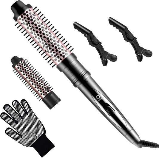 Brosse Chauffante,Brosse De Coiffure 38/32Mm, 2 En 1 Ensemble De Brosses Rondes Pour Volume Des Racines Et Boucles Lâches
